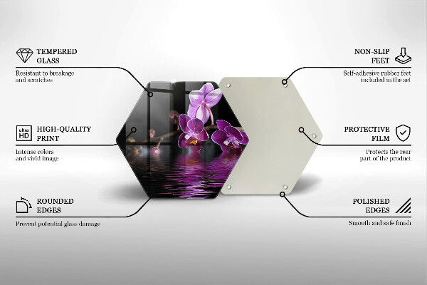 Skärbräda glas sexhörning Orkidé zen vatten