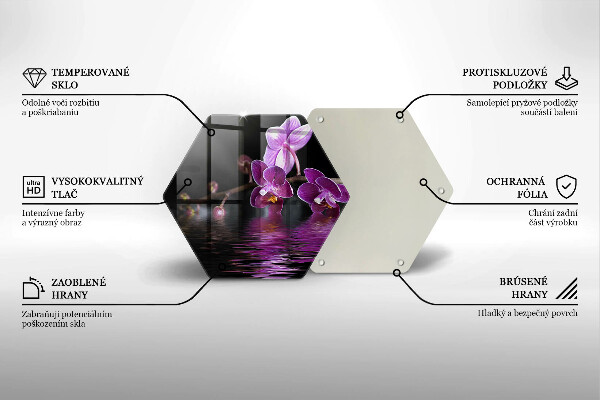 Skärbräda glas sexhörning Orkidé zen vatten