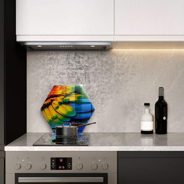 Skärbräda glas sexhörning Färgglada papegojfjädrar