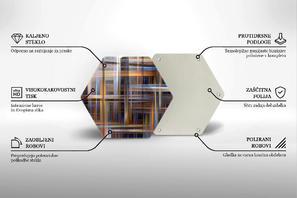 Skärbräda glas sexhörning Abstrakta målarlinjer