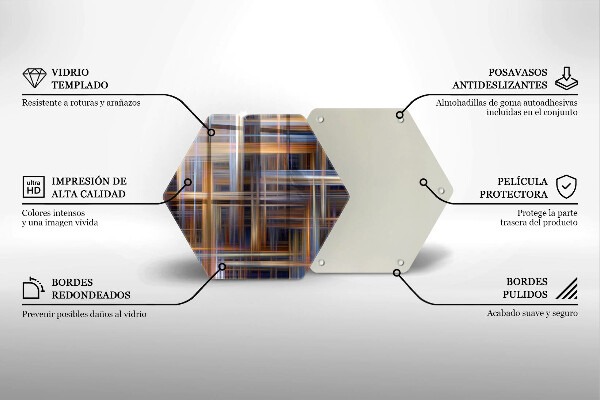 Skärbräda glas sexhörning Abstrakta målarlinjer