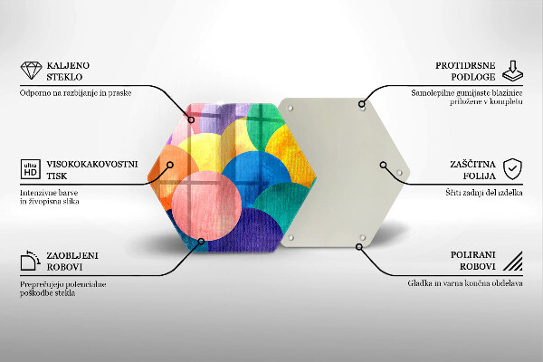 Skärbräda glas sexhörning Färgglada cirklar