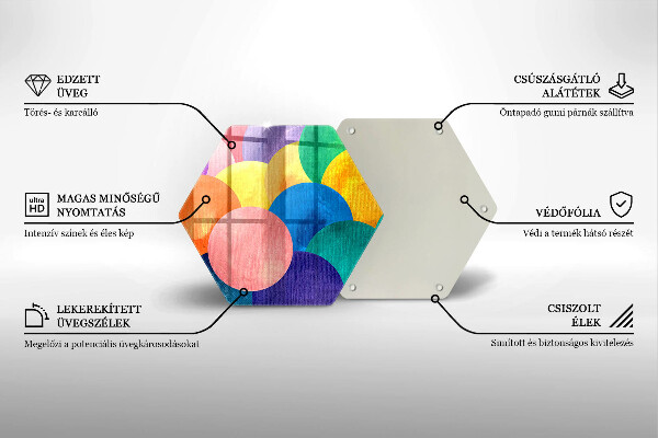 Skärbräda glas sexhörning Färgglada cirklar