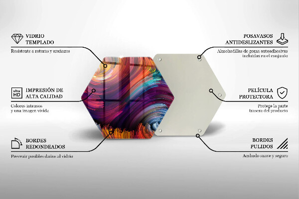 Skärbräda glas sexhörning Färgglada höjdpunkter