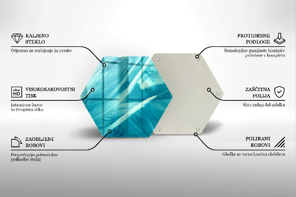 Skärbräda glas sexhörning Fina fjädrar