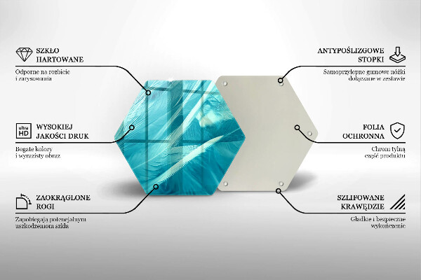 Skärbräda glas sexhörning Fina fjädrar