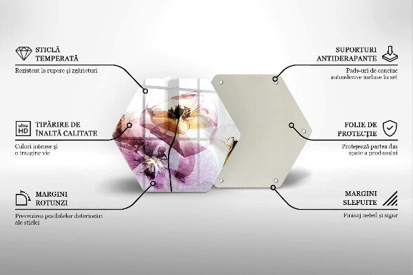 Skärbräda glas sexhörning Fina blommor