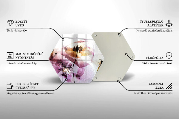 Skärbräda glas sexhörning Fina blommor