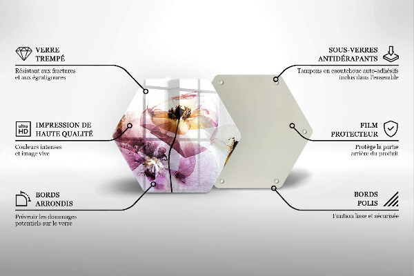 Skärbräda glas sexhörning Fina blommor