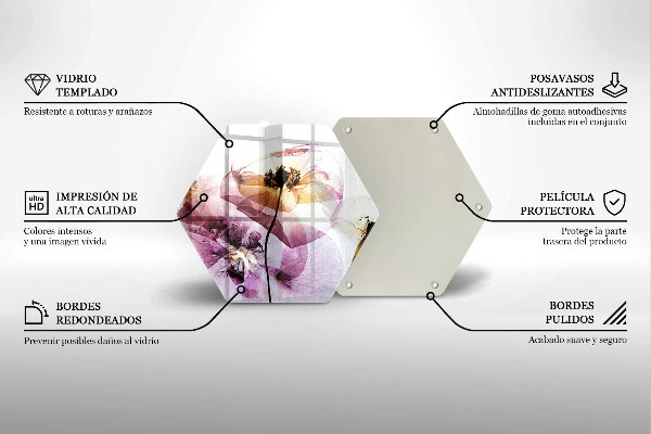 Skärbräda glas sexhörning Fina blommor