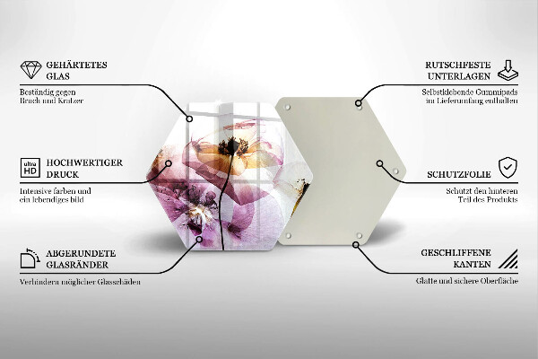 Skärbräda glas sexhörning Fina blommor