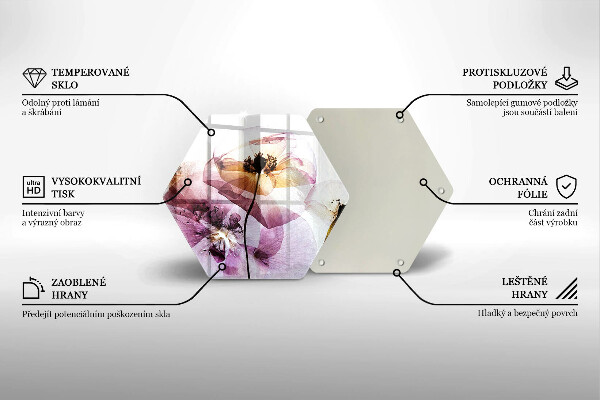 Skärbräda glas sexhörning Fina blommor