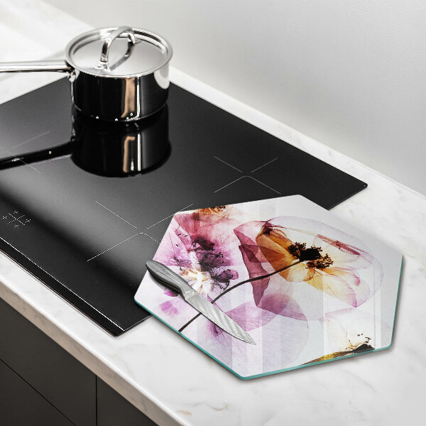 Skärbräda glas sexhörning Fina blommor