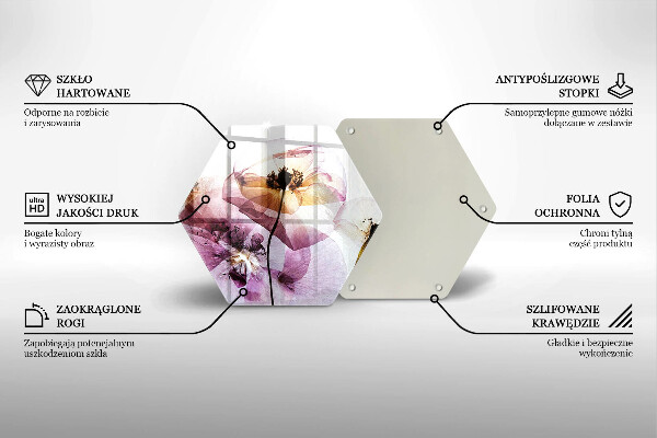 Skärbräda glas sexhörning Fina blommor