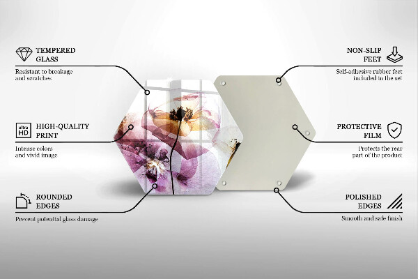 Skärbräda glas sexhörning Fina blommor