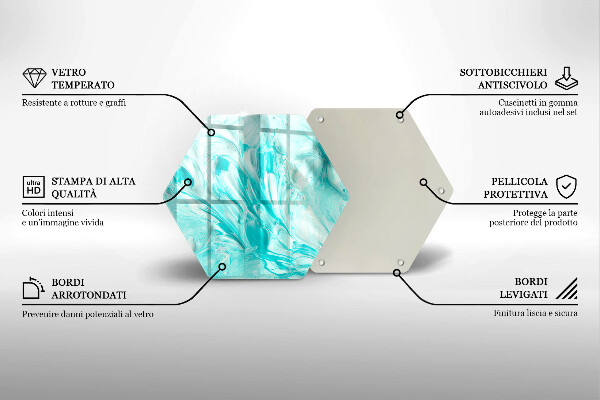 Skärbräda glas sexhörning Abstraktionsfärger