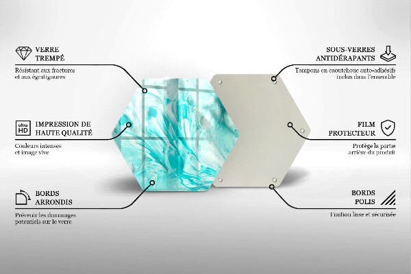 Skärbräda glas sexhörning Abstraktionsfärger