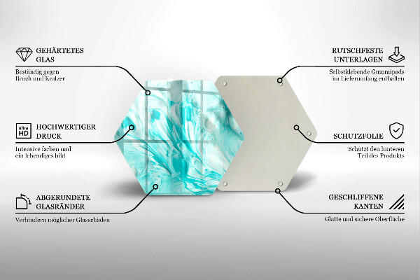 Skärbräda glas sexhörning Abstraktionsfärger