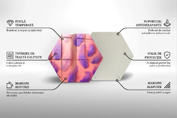 Skärbräda glas sexhörning Fluffiga fjädrar