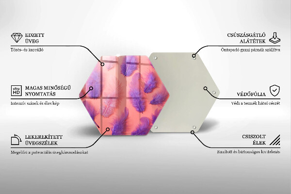 Skärbräda glas sexhörning Fluffiga fjädrar