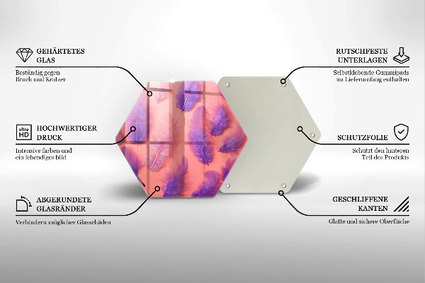 Skärbräda glas sexhörning Fluffiga fjädrar
