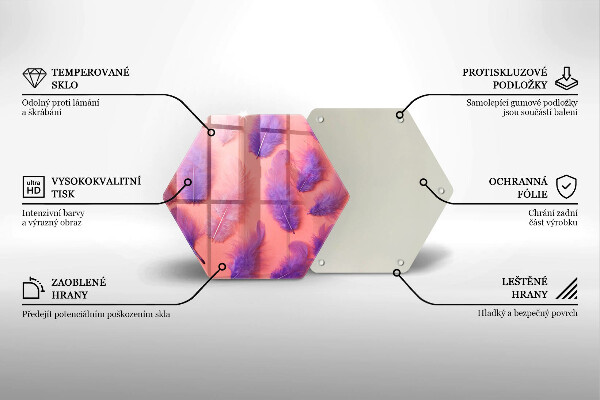 Skärbräda glas sexhörning Fluffiga fjädrar