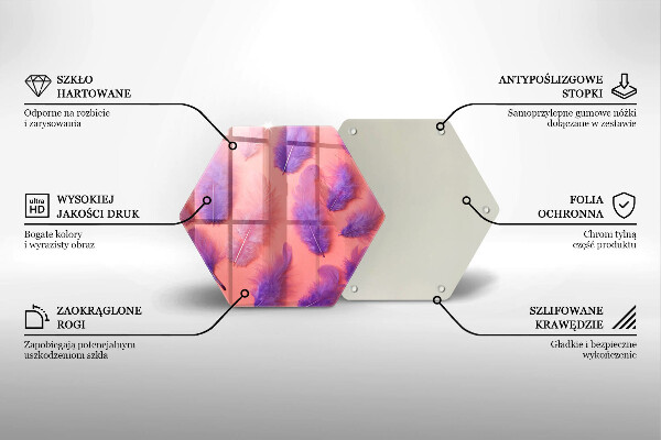 Skärbräda glas sexhörning Fluffiga fjädrar