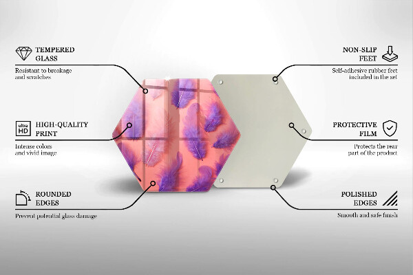 Skärbräda glas sexhörning Fluffiga fjädrar