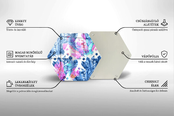 Skärbräda glas sexhörning Fjädrar boho illustration