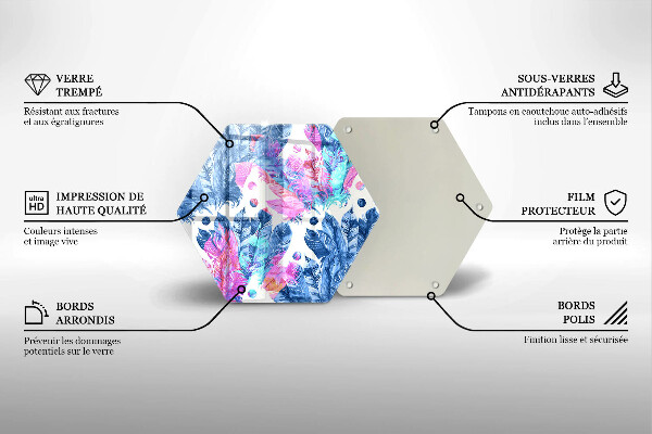 Skärbräda glas sexhörning Fjädrar boho illustration