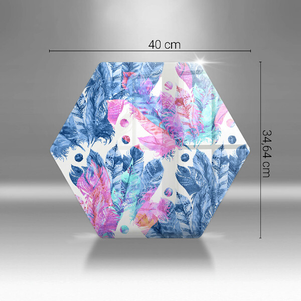 Skärbräda glas sexhörning Fjädrar boho illustration