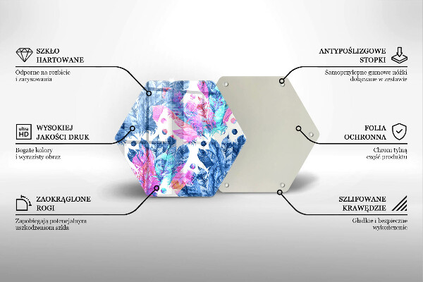 Skärbräda glas sexhörning Fjädrar boho illustration