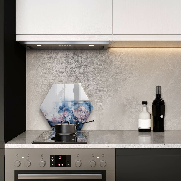 Skärbräda glas sexhörning Abstrakt målade berg