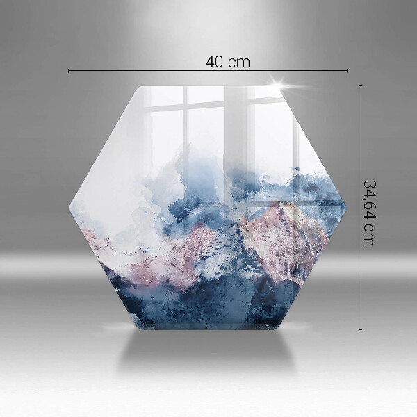 Skärbräda glas sexhörning Abstrakt målade berg