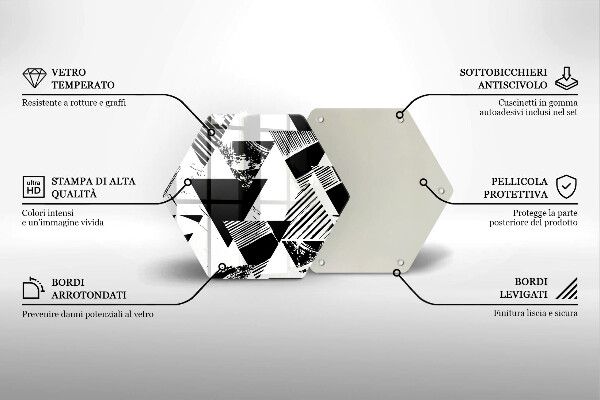 Skärbräda glas sexhörning Geometriska trianglar