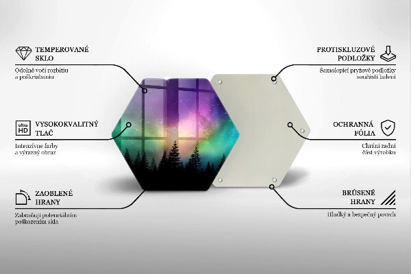 Skärbräda glas sexhörning Aurora borealis och skog