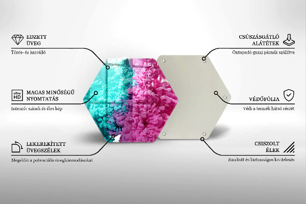 Skärbräda glas sexhörning Turkos-rosa rök