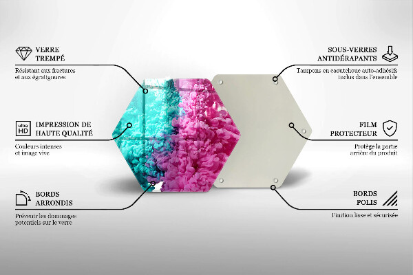 Skärbräda glas sexhörning Turkos-rosa rök