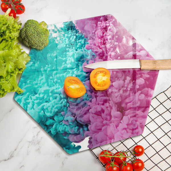 Skärbräda glas sexhörning Turkos-rosa rök