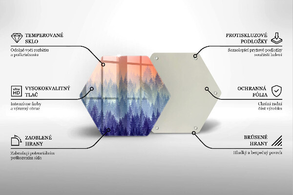 Skärbräda glas sexhörning Skog vid solnedgången