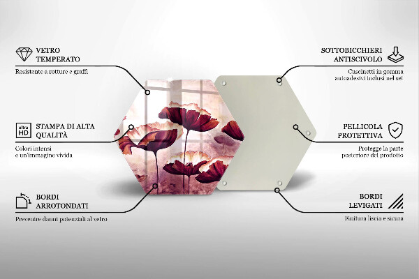 Skärbräda glas sexhörning Målning av blommor