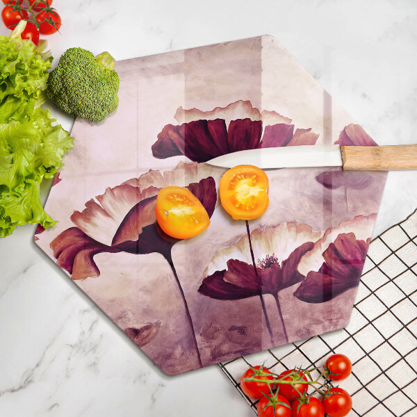 Skärbräda glas sexhörning Målning av blommor