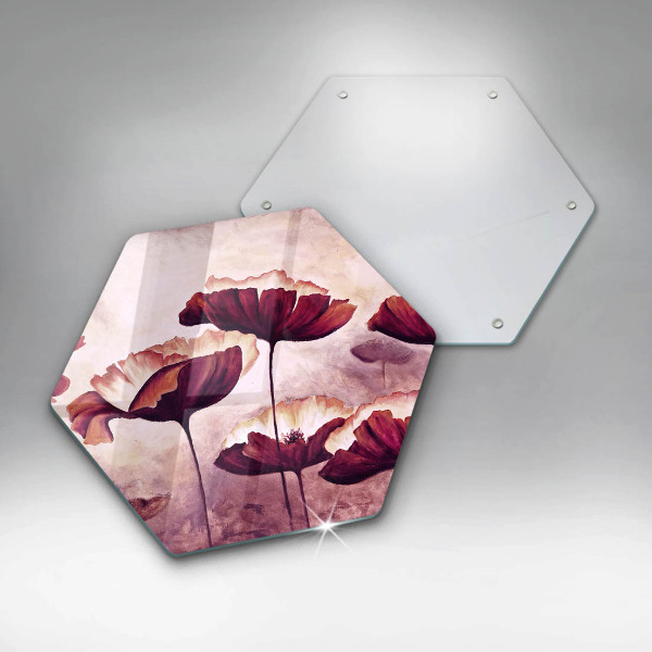 Skärbräda glas sexhörning Målning av blommor