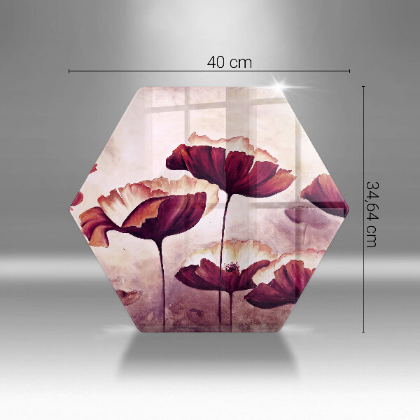 Skärbräda glas sexhörning Målning av blommor