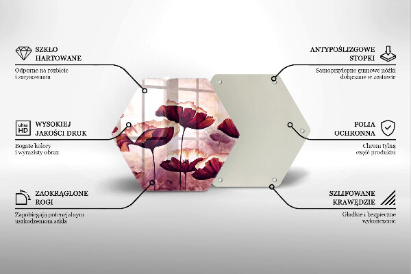 Skärbräda glas sexhörning Målning av blommor