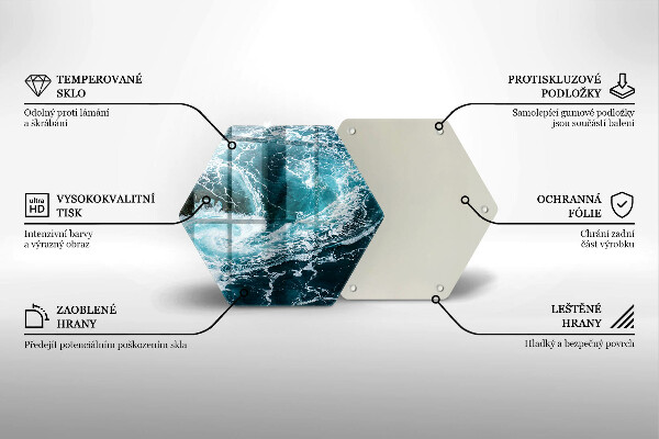 Skärbräda glas sexhörning Skummande vågor av vatten