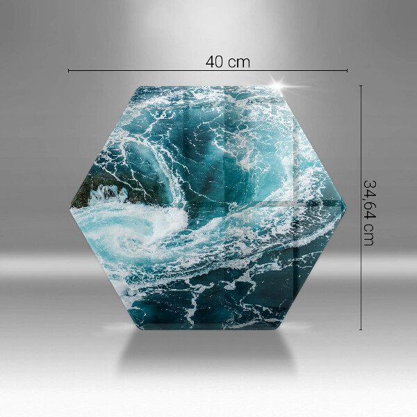 Skärbräda glas sexhörning Skummande vågor av vatten