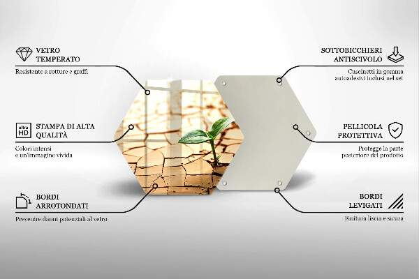 Skärbräda glas sexhörning En ensam växt