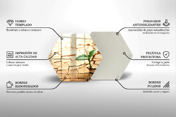 Skärbräda glas sexhörning En ensam växt
