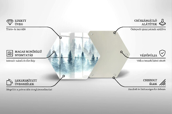 Skärbräda glas sexhörning Målad vinterskog